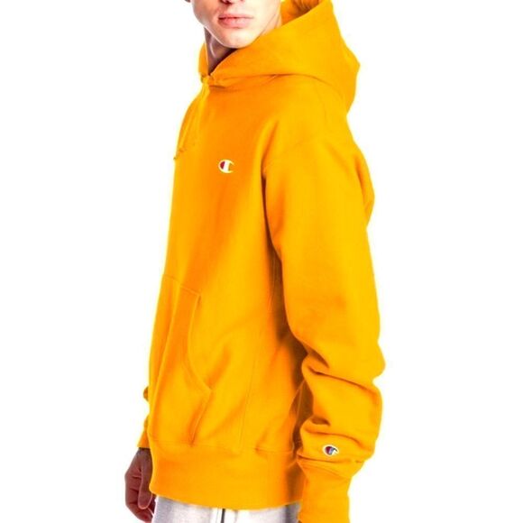 CHAMPION REVERSE WEAVE HEAVYWEIGHT LOGO HOODIE SWEATSHIRT IN GOLD UNISEX SMALL - Picture 4 of 10